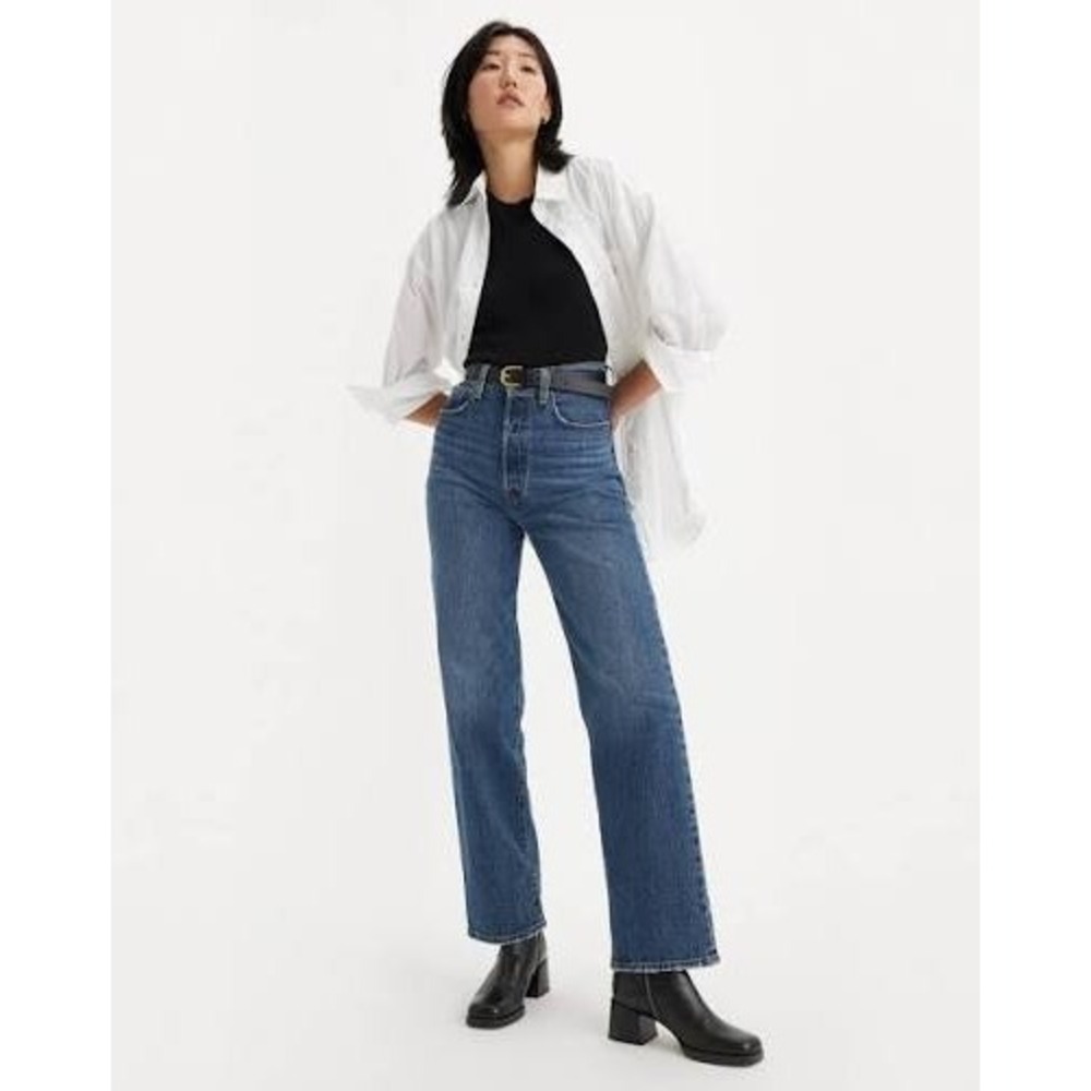Levi's Premium Ribcage Straight Ankle Jeans Womens 27x31 Dark Indigo 726930163